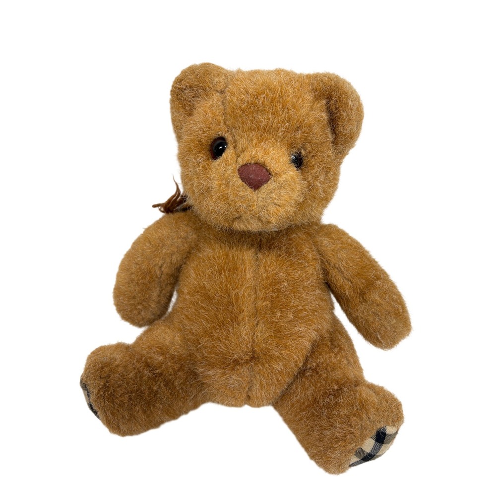 Vintage Russ Berrie Kensington Teddy Bear Plaid Scarf Paws Brown Plush 329